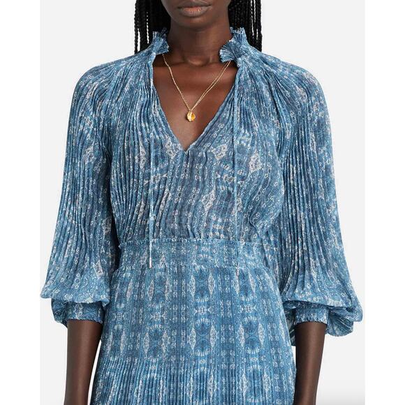Intermix Paulette Pleated Paisley Blouse Small - Picture 1 of 9
